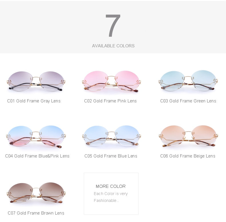 Rimless Round Sunglasses Gradient Lens (7 color) S6116