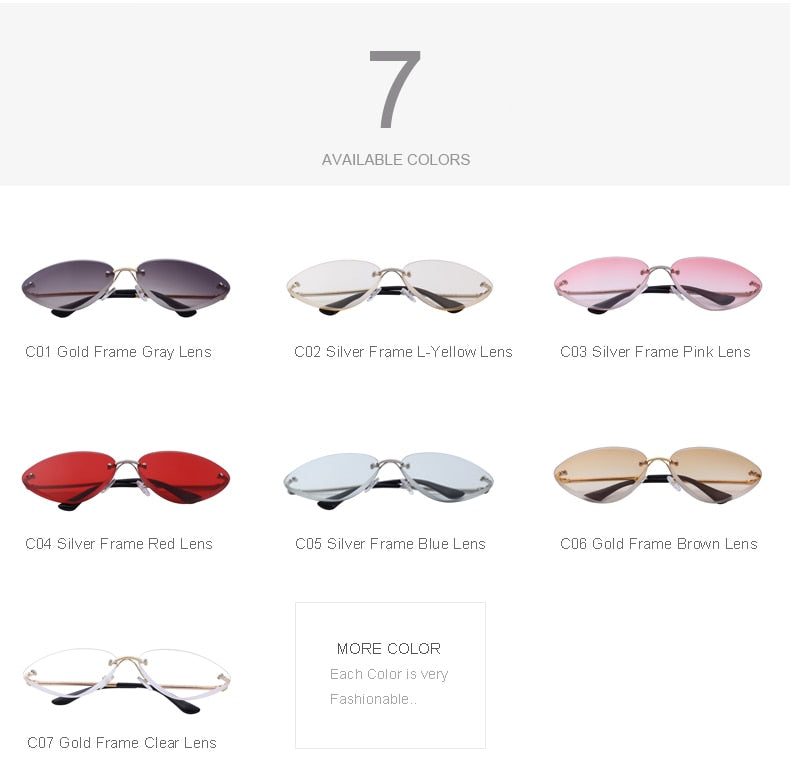 Rimless Cat Eye Sunglasses Gradient Lens (7 color) S6158