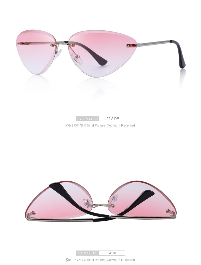 Rimless Cat Eye Sunglasses Gradient Lens (7 color) S6158