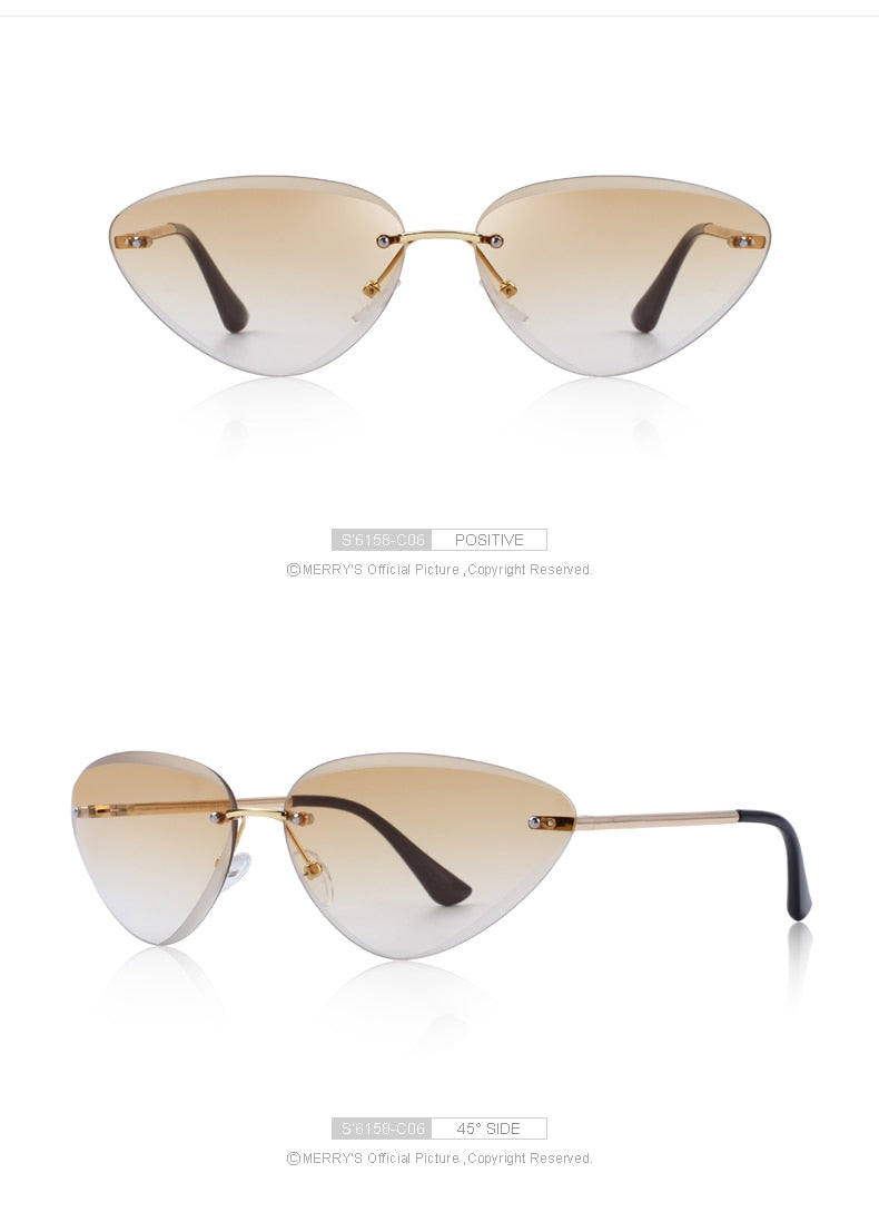 Rimless Cat Eye Sunglasses Gradient Lens (7 color) S6158