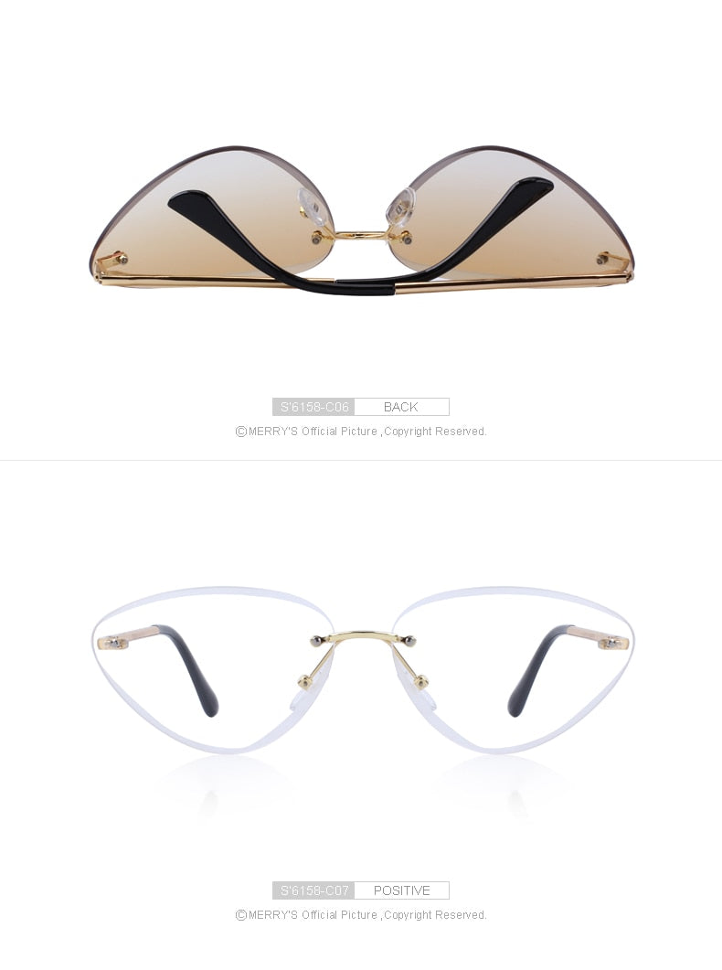 Rimless Cat Eye Sunglasses Gradient Lens (7 color) S6158