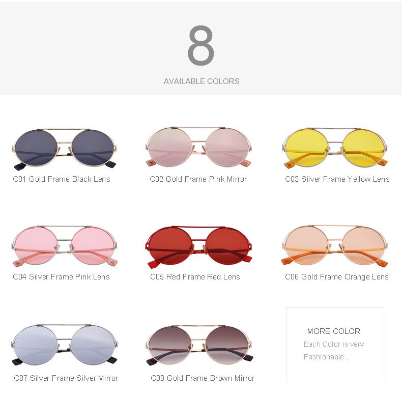 Classic Round Sunglasses Double Bridges (8 color) S6282