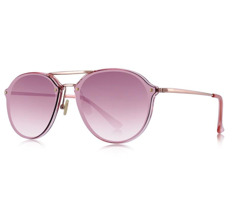 Retro Oval Sunglasses Pink Mirror Lens (7 color) S6414