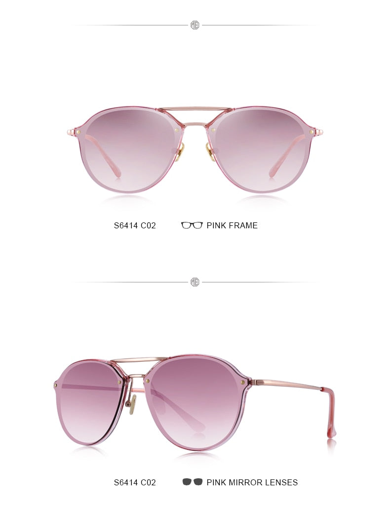 Retro Oval Sunglasses Pink Mirror Lens (7 color) S6414