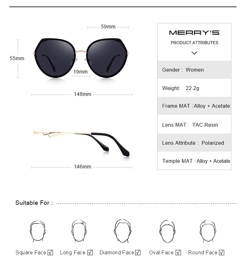 Cat Eye Polarized Sunglasses UV400 Protection(5 color) S6312